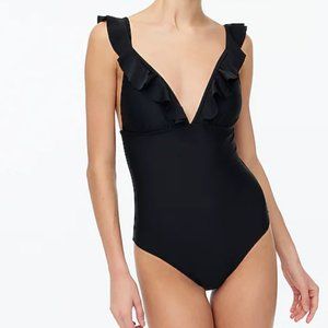 J. Crew Ruffle Shoulder V-Neck One Piece